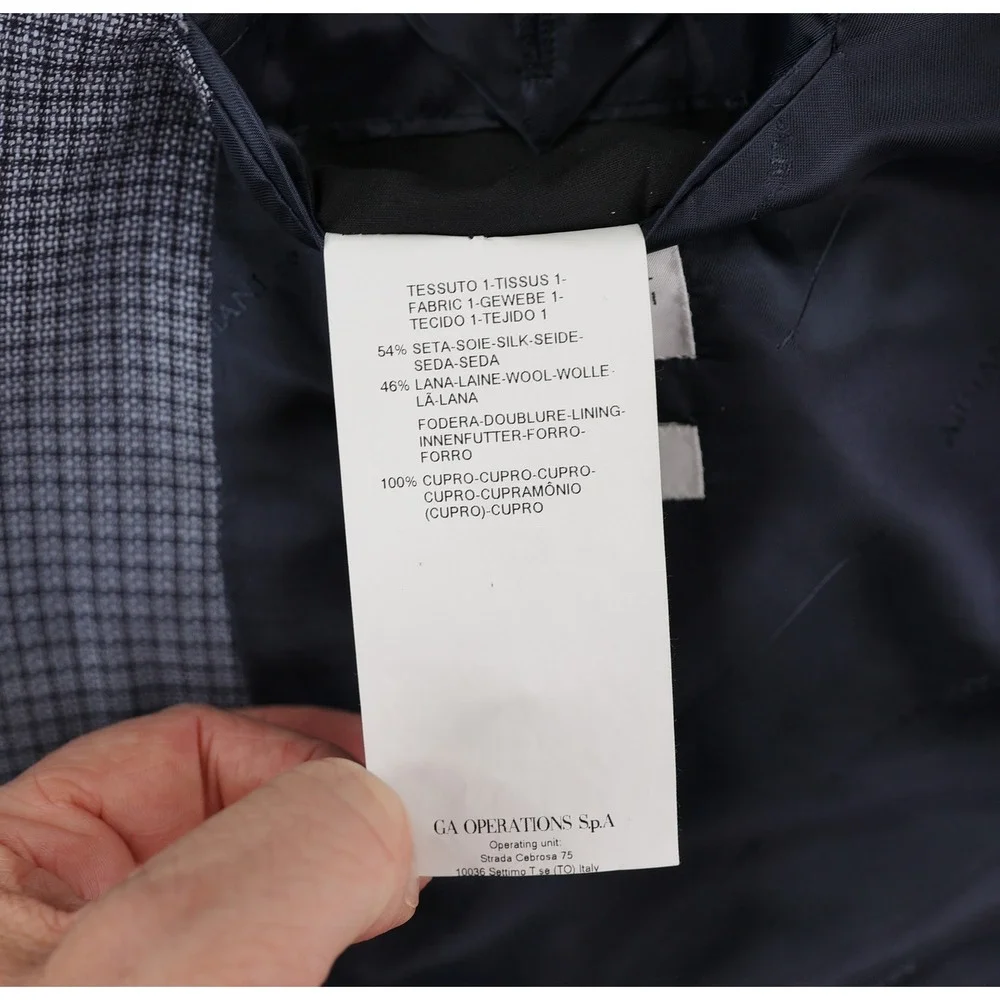 Armani Collezioni Sport Coat 46R Grey Micro Grid Weave Executive Silk Wool Italy